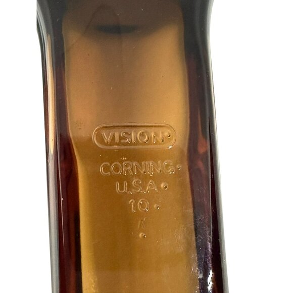 VTG CorningWare Visions Amber Brown Glass Skillet w/ Lid Teflon Coated 3.75"x11" - Picture 5 of 10